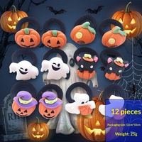 Ensemble d'élastiques et de bandeaux pour cheveux en résine, motif dessin animé mignon de citrouille et fantôme d'Halloween, pour filles