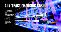 Câble de charge rapide multi-ports 4 en 1 Type-C 66W avec lumière LED, câble USB C pour la charge rapide des téléphones I 16