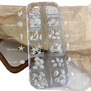 Nuevos Accesorios para Uñas, Estilo Marino de Verano, 12 Compartimentos, Color Aurora, Estrella de Mar, Concha, Perla, Dijes de Cristal para Decoración de Uñas - Product Image 3
