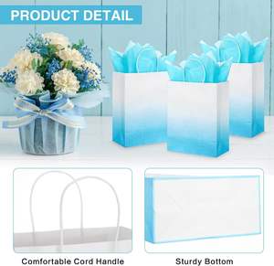Bolsas de Regalo Azules Degradado al por Mayor con 50 Bolsas de Papel de Seda con Brillo Azul Degradado para Envolver Regalos de Boda, Cumpleaños, Día de la Madre, Bebé - Product Image 3