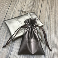 Pochette de parfum cosmétique en cuir pu avec cordon de serrage logo Deboss Sac en cuir marron métallique durable pour bijoux