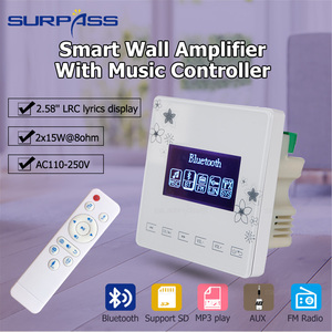 PW215A Amplificador de pared inteligente Mini controlador de música con tecla táctil activa Reproductor de música de fondo MP3 y altavoz inteligente - Product Image 5