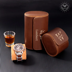 Caja de reloj de cuero PU con logotipo en blanco grabado con láser de alta calidad, caja de reloj de viaje impermeable de polipiel laserable para regalo de marido - Product Image 2