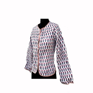 Veste en molleton de coton réversible pour femme, à motifs floraux imprimés indiens, boutonnée, courte, pour l'hiver, séchage rapide, respirante - Product Image 3