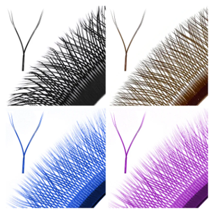 रंगीन YY आकार की पलकें एक्सटेंशन दो टिप पलकें C/D कर्ल ओम्ब्रे रंग प्राकृतिक Y पलकें मेष नेट क्रॉस झूठी पलक मेकअप - Product Image 2