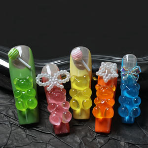 Uñas acrílicas artificiales largas, cuadradas y de cobertura completa al por mayor, personalizables, uñas postizas de lujo hechas a mano de alta calidad. - Product Image 1