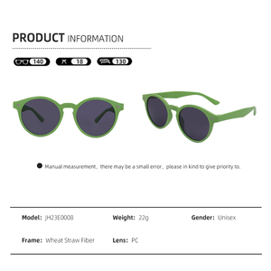 แว่นกันแดดทรงกลมกรอบสีเขียวสไตล์วินเทจ ดีไซน์ใหม่ ขายดี ผลิตจากเส้นใยฟางข้าว สำหรับผู้ใหญ่ แฟชั่นสำหรับใช้ในชีวิตประจำวัน - Product Image 5