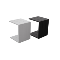 Table d'appoint extérieure en aluminium noir moderne et étanche en forme de C pour villa, patio, piscine, jardin et cour arrière