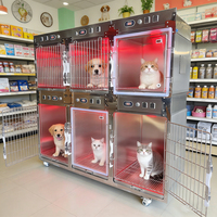 Jaula Profesional de Acero Inoxidable para Hospitales Veterinarios, para Perros y Gatos, con Tratamiento de Oxígeno en UCI y Equipo de Hospitalización