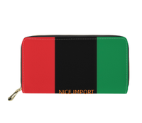 Dompet Panjang Kulit Bermotif Bendera Afrika, Dompet Kulit Berkapasitas Besar, Cocok untuk Wanita, Perjalanan, dan Penggunaan Sehari-hari