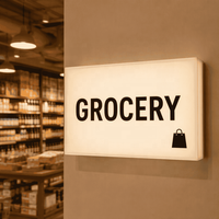 Enseigne LED en acrylique double face, boîte lumineuse suspendue, enseigne publicitaire illuminée pour devanture de magasin