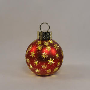 उच्च गुणवत्ता 15 सेमी व्यास 5.90 "लक्जरी क्रिसमस थीम ग्लास बॉल ठोस लाल घर सजावट प्रकाश गुआनेमी - Product Image 2