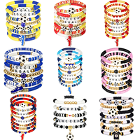 Bracelet extensible en perles de argile Football Mondial 2026, Bijou sportif pour le jour du match, Breloque pour supporter de football, Accessoires empilables, Cadeau pour fan de l'équipe