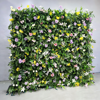 Panneau mural végétal moderne en tissu avec fleurs de soie et feuilles artificielles vertes pour la décoration de scène de mariage et de photomaton