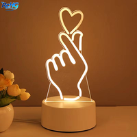 Lámpara Nocturna LED 3D con Ilusión Óptica, Mini Lámpara de Mesa Decorativa USB de Plástico Blanco Cálido para Niños, Regalo