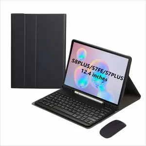 三星Galaxy Tab S9FE Plus/S7 FE键盘盒，12.4英寸，适用于Tab S7 FE 2021/S7 Plus/S8 + 2022可拆卸键盘皮套