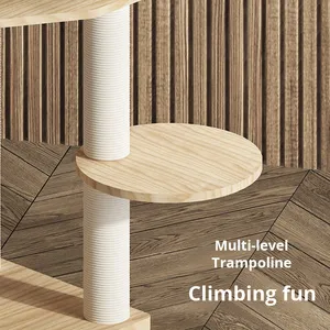 Árbol de gato de madera maciza real grande de varios niveles moderno, condominio de gato de torre de madera de lujo con plataforma multicapa - Product Image 3