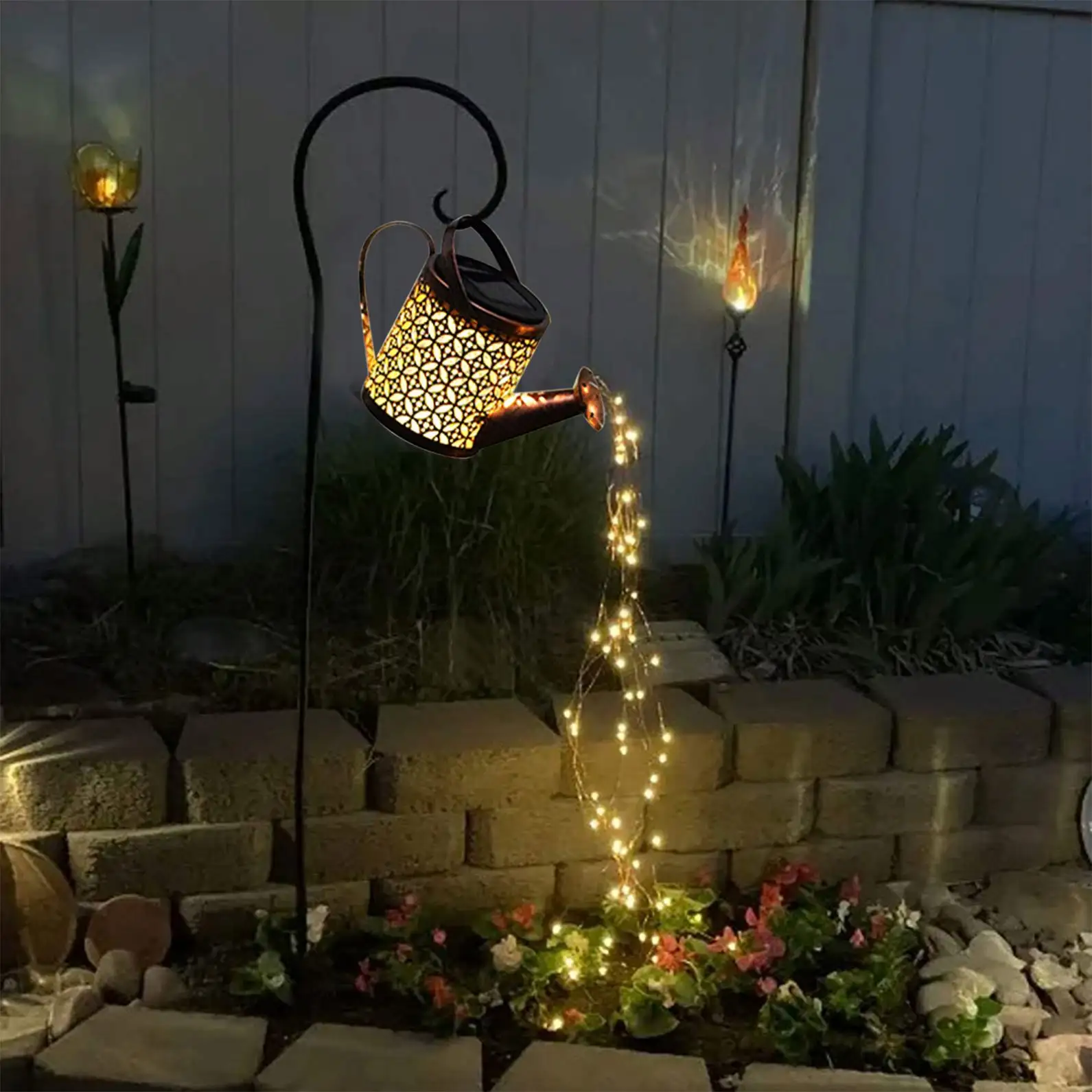 Solar Garden Lights Outdoor Solar Powered Waterproof Decorative Kettle Art Lamp Waterproof IP65 With Installed Light String