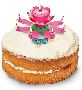 कमल के फूल के आकार की जन्मदिन मोमबत्तियाँ संगीतमय जन्मदिन मोमबत्ती केक के लिए संगीतमय फूल मोमबत्ती