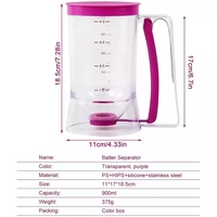 900ml Pâte Farine Pâte Distributeur pour Cupcake Cookie Gâteau Muffins Tasse À Mesurer Crème Speratator Pancake Batter Distributors