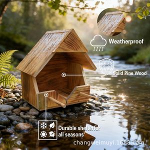 Casa para pájaros de madera, pino macizo, resistente a la intemperie, refugio exterior para pájaros pequeños, para todas las estaciones - Product Image 3