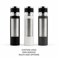 Flacon de parfum vide personnalisé en verre noir mat cylindrique avec bouchon argenté, flacon de parfum de luxe rechargeable style arabe en gros