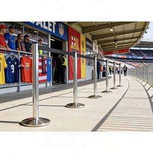 Système <span class=keywords><strong>de</strong></span> barrières événementielles professionnelles en aluminium, poteaux <span class=keywords><strong>de</strong></span> 70 mm <span class=keywords><strong>de</strong></span> diamètre, ruban noir <span class=keywords><strong>de</strong></span> 2 m pour la gestion des files d'attente en salle d'exposition - Product Image 6