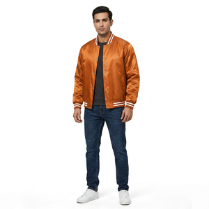 OEM Custom Design Satin Bomber <b>Jackets</b> Custom Embroidery <b>Baseball</b> <b>Jacket</b> <b>Mens</b> Letterman <b>Jacket</b> - Product Image 1