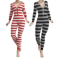 Onesie Adult Pyjama Oem Gedrukt Vrouwen Gestreepte Katoen Plus Size Onesie Voor Vrouwen Pyjama