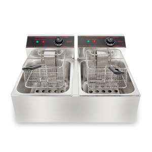 <span class=keywords><strong>Friteuse</strong></span> électrique commerciale de haute qualité, 2x cuve 6l + 6l, en acier inoxydable, avec Double panier, pour Chips, pommes de terre - Product Image 3