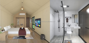 Maison <span class=keywords><strong>de</strong></span> glamping modulaire préfabriquée mobile en forme <span class=keywords><strong>de</strong></span> triangle à assembler facilement avec 2 chambres pour le camping en plein air, en acier durable - Product Image 6