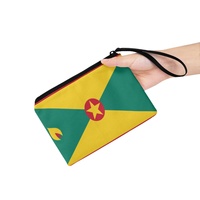 Dompet Koin Mini Warna Campuran Cetak Bendera Nasional Grenada Dompet Kanvas Ritsleting untuk Koin Kartu Kosmetik