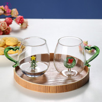 Ensemble de verres de Noël en verre faits à la main, style américain créatif, écologiques, avec logo personnalisable, motif bonhomme de neige et sapin, sublimes