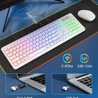 Clavier et souris sans fil ergonomiques RVB rétroéclairés 2,4 G avec angle inclinable USB 2000 dpi pour ordinateur portable (en stock)
