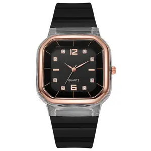 卸売ファッションデザインキャンディーカラーゼリーシリコンガールスクエアクォーツ時計トレンディなスポーツデジタルダイヤル腕時計