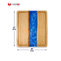 Luxe blauwe epoxyhars acacia houten charcuterieplank met sapgoot, ocean style kaas serveerblad voor feestjes