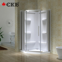 Cabine de douche pivotante semi-cerclée en aluminium CKB Modern Straight Freestanding avec verre trempé Neo Angle