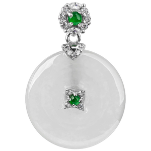 Colgante de Esmeralda Natural con Amuleto de la Paz - Plata S925 con Collar de Cuentas de Jade de Grado Hielo para Damas, Colgante de Jade - Product Image 1