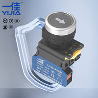 LA38MK-BN/FH 22MM Botón Pulsador Plano de Plástico con Conexión Rápida, Símbolo DIY sin Flecha LED, Redondo 1NO1NC 10A para Control de Equipos