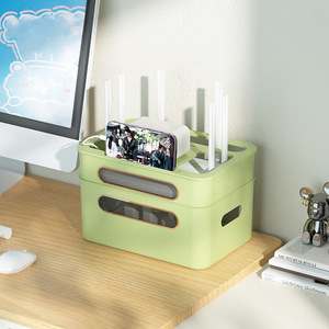 <b>Router</b> Storage <b>Box</b> Solid Color 4 Layers Concealment Living Room Office Desktop Organizer - Product Image 2