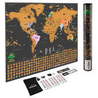Póster Rascable Personalizado de Gran Tamaño A4 A3 con Papel Recubierto y Laminado Brillante, Mapa del Mundo y Parques Nacionales