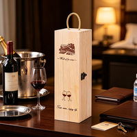 Caixa de Presente de Vinho de Madeira Personalizada com Alça de Corda Trançada e Embalagem Vintage, Ideal para Casamentos e Festas