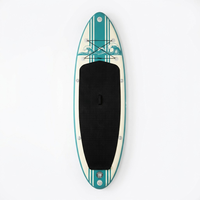Planche de SUP gonflable en PVC OEM Teal Wave Print à 3 ailerons, 10 pieds, polyvalente pour le lac, le yoga et le tourisme, avec kit de pompe à manomètre