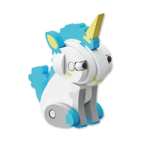 Diy组装伊娃小独角兽泡沫拼图3D动物造型儿童益智游戏玩具