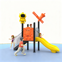 Equipo de Juegos Infantiles para Exteriores con Temática de Robots, con Tobogán de Plástico y Escaleras, para Jardín de Infancia y Uso Comercial en Parques Públicos