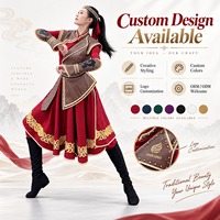 Costume de scène professionnel ethnique et folklorique pour femme, tenue de danse traditionnelle avec armure en similicuir