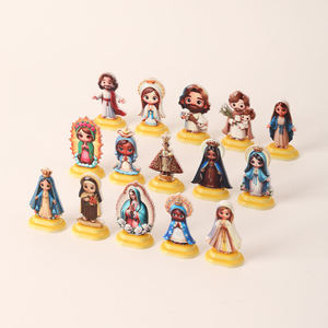 Adorno Religioso de Resina Art Deco 3D Personalizado, Linda Figura de la Virgen María y Jesús, Miniatura Decorativa de Escritorio, Artesanía Religiosa - Product Image 4