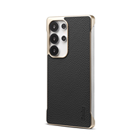 Étui de téléphone en cuir de vachette véritable grain litchi avec chargement magnétique sans fil pour la série Samsung Galaxy S25