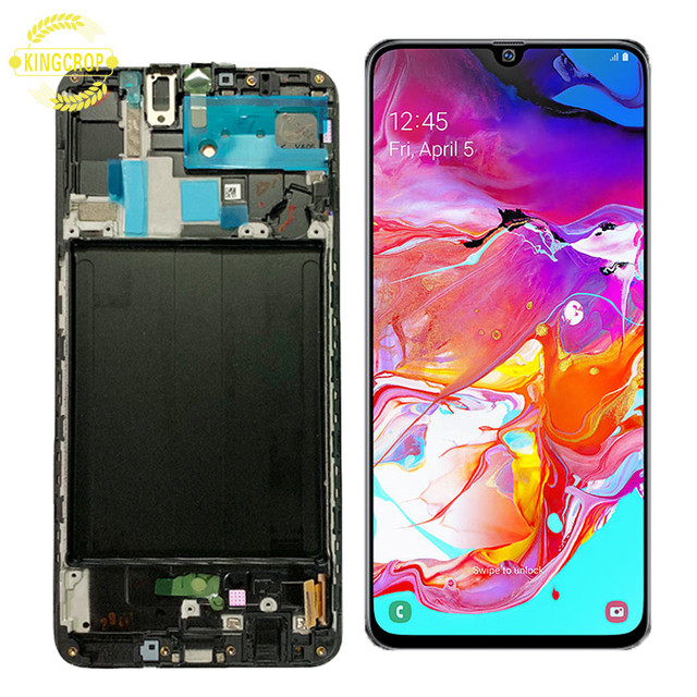 Super Amoled for Samsung Galaxy A70 Mobile Phone LCD, for Galaxy A70 A705 Screen, for Samsung A70 A7050 Display With Frame Parts