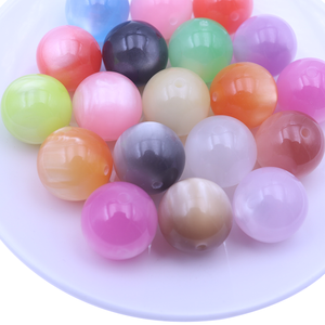 Factory Price 16mm 20mm Mixed Color Cat Eye Resin Chunky <strong>Round</strong> <strong>Beads</strong> for Handmade Necklace DIY Pens Parts W27 - Product Image 1